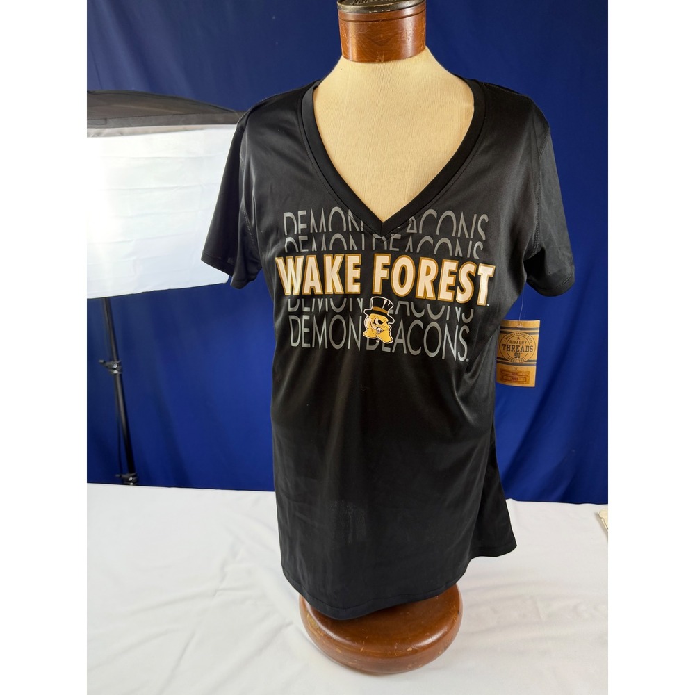 Rivalry Threads 91 Wake Forest Demon Deacons V-Neck T-Shirt Black XL NWT